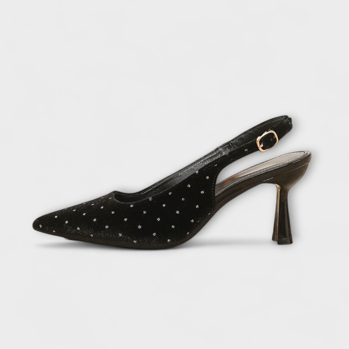 Katherine - Mit Strasssteinen besetzte spitze Slingback-Stiletto-Heels