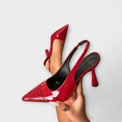 Georgia - Slingback-Stiletto-Heels mit Krokodilprägung