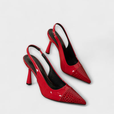 Georgia - Slingback-Stiletto-Heels mit Krokodilprägung