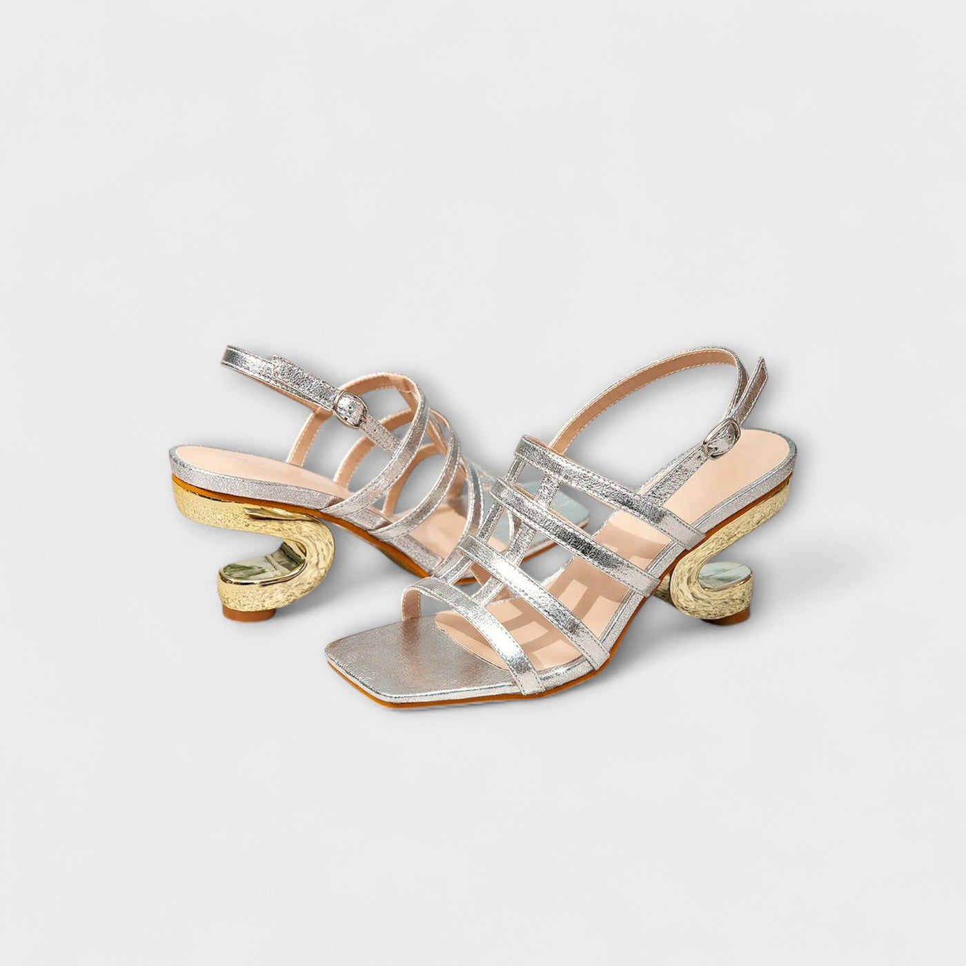 Nicole - Metallic shiny slingback sandals