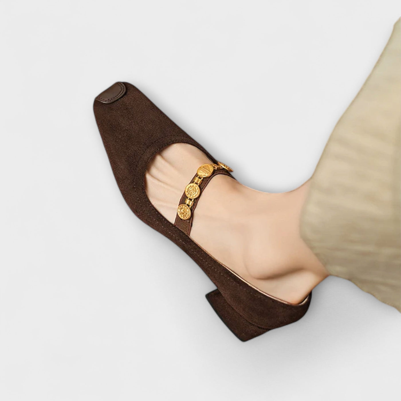Eleanor - Klobige Absätze mit Metallmünze