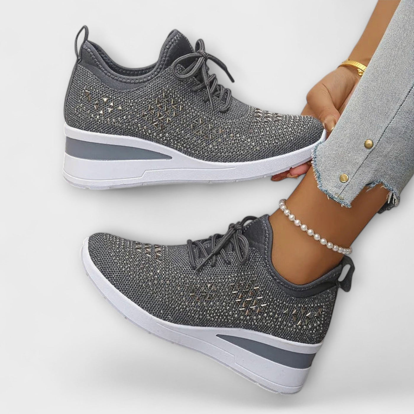 Giselle – Schillernde Orthopädische Sneakers mit Strass