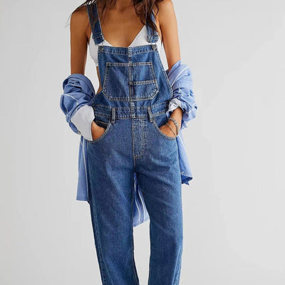 Damen Denim Latzhose Mit Klassischem Schnitt