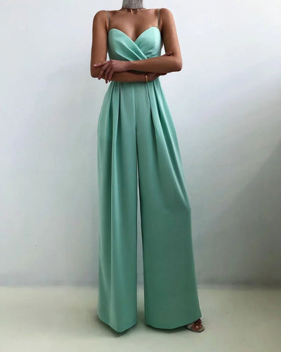 Eleganter Damen Jumpsuit mit Herzausschnitt und weitem Bein