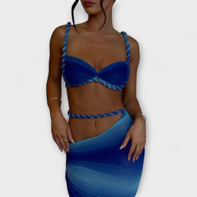 Jane - Schickes Gradient Zopf Crop Top & Overskirt Duo