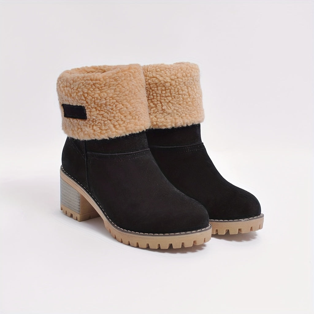 Roberta | Damen Winterschuhe Slip-On Stiefel mit Blockabsatz & Warmem Innenfutter