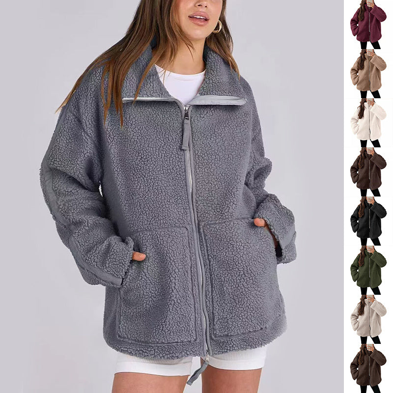 Damen Teddyjacke Mit Reißverschluss Für Winter Und Herbst