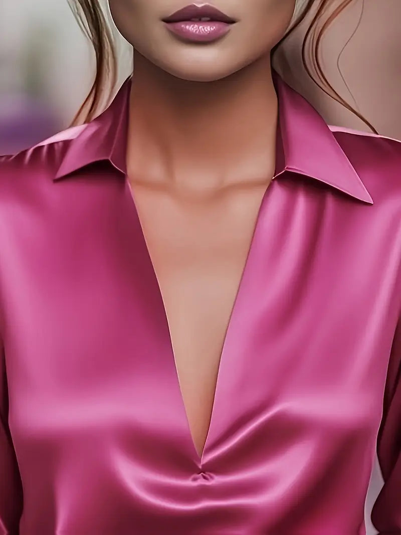 Nadene - Prämie Bluse Mit V-Ausschnitt