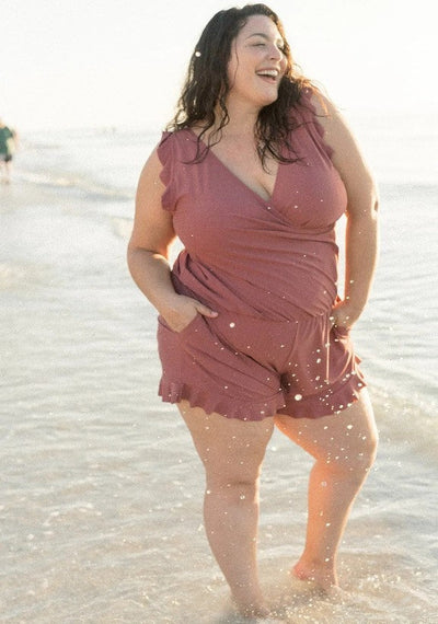 Nicole | Einteiliger Badeanzug mit Eingebautem BH und Boxer-Print