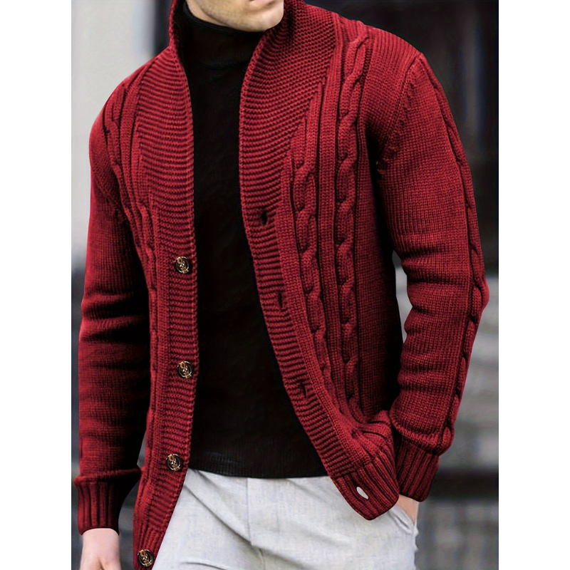 Herren Cardigan | Rippstrick Knopfleiste | Pullover Herren