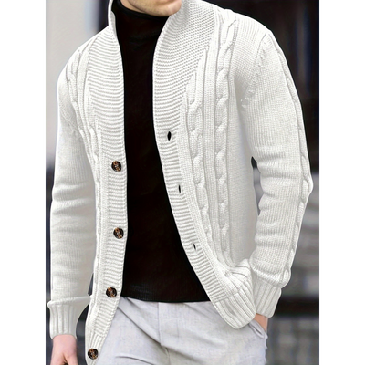 Herren Cardigan | Rippstrick Knopfleiste | Pullover Herren