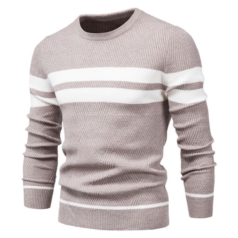 Herren Pullover | Rundhalsausschnitt & Patchwork | Schmal geschnitten
