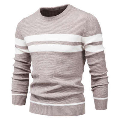 Herren Pullover | Rundhalsausschnitt & Patchwork | Schmal geschnitten