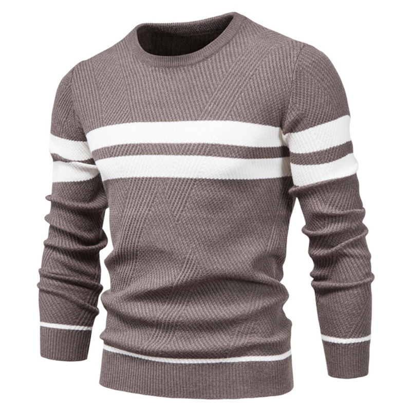 Herren Pullover | Rundhalsausschnitt & Patchwork | Schmal geschnitten