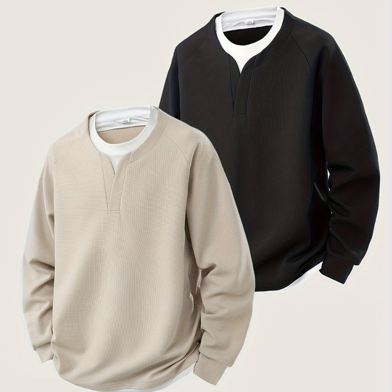 Herren Pulli im Waffelstrick | Zweilagen-Design | Herren Pullover