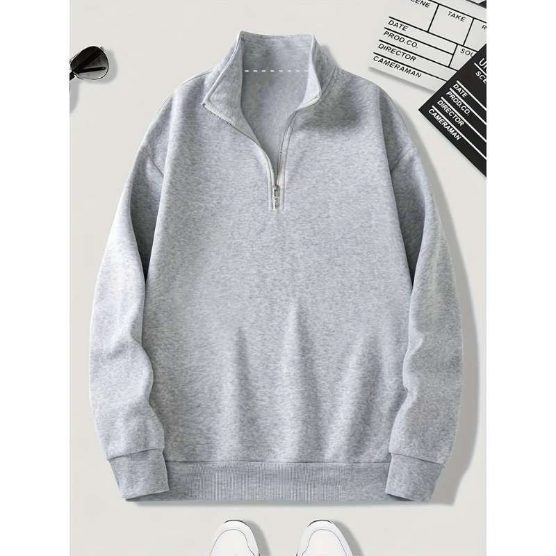 Herren Pullover | Sportlicher Zip Style | Stehkragen und Lockere Passform