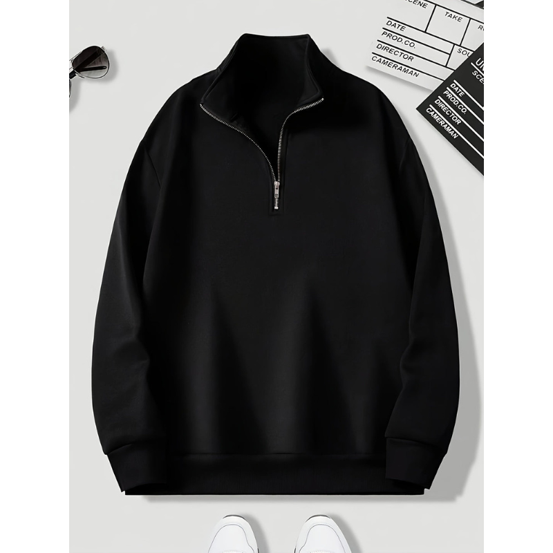 Herren Pullover | Sportlicher Zip Style | Stehkragen und Lockere Passform