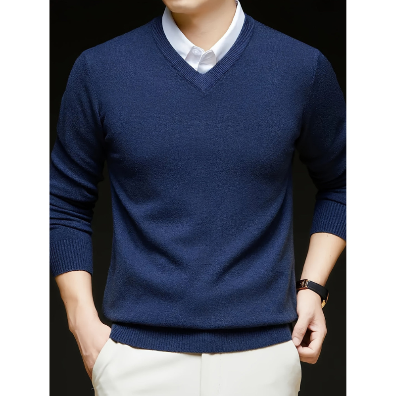 Pullover Herren | Langarm | V-Ausschnitt Strickpullover