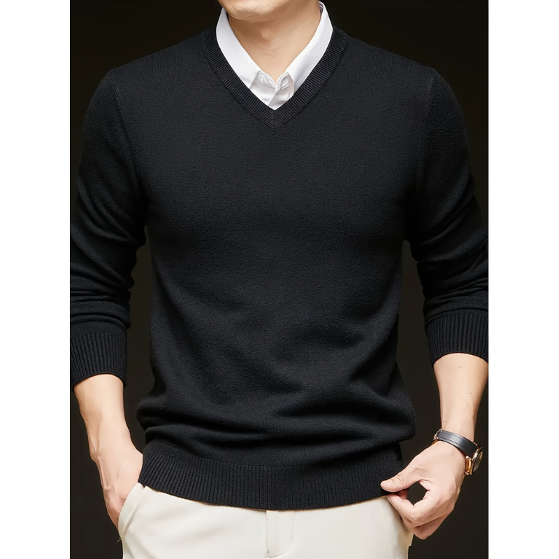 Pullover Herren | Langarm | V-Ausschnitt Strickpullover