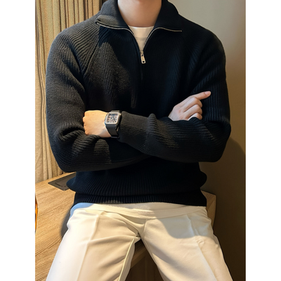 Herren Pullover | Zipper Kragen Strickpullover