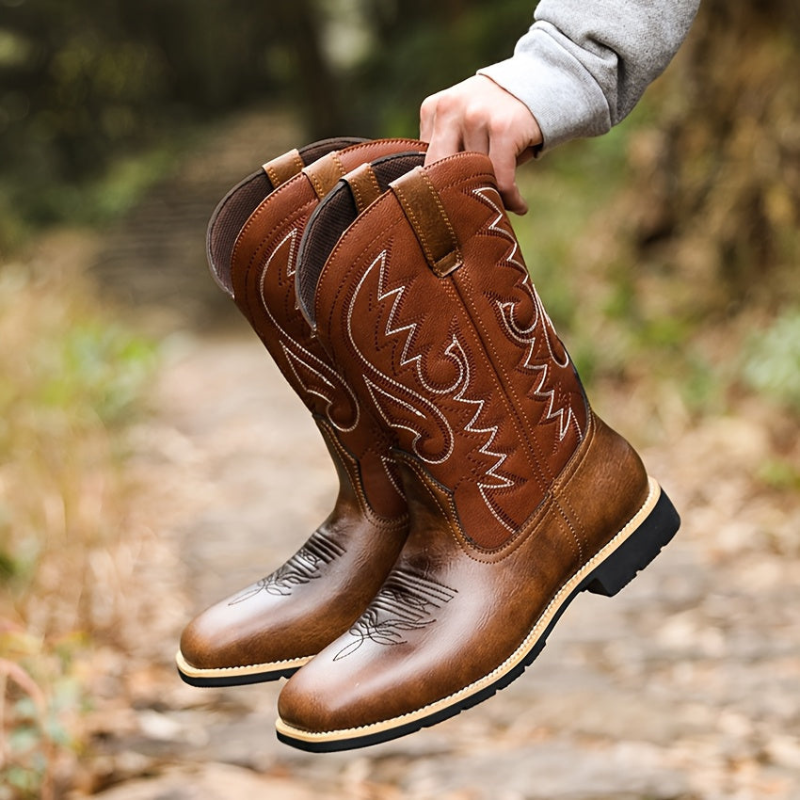 Klassische Herren Schuhe | Cowboy Boots Herren | Bestickte Winterschuhe