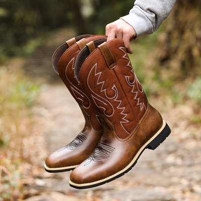 Klassische Herren Schuhe | Cowboy Boots Herren | Bestickte Winterschuhe