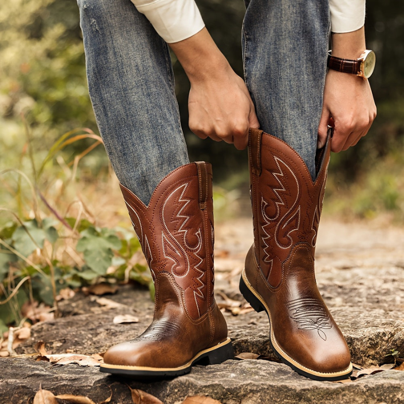 Klassische Herren Schuhe | Cowboy Boots Herren | Bestickte Winterschuhe
