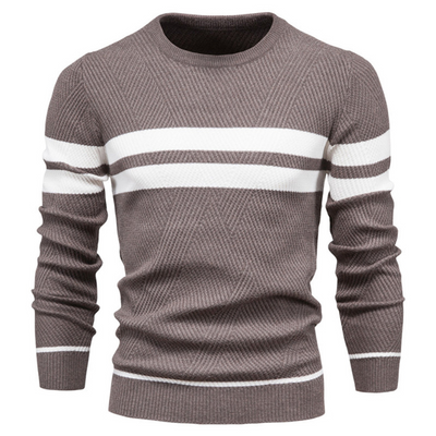 Herren Pullover | Rundhalsausschnitt & Patchwork | Schmal geschnitten