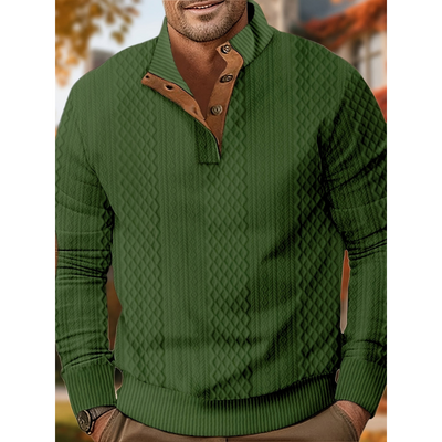 Pullover Herren | Struktur Knopfleiste | Dick und warm