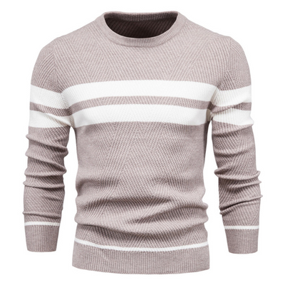 Herren Pullover | Rundhalsausschnitt & Patchwork | Schmal geschnitten