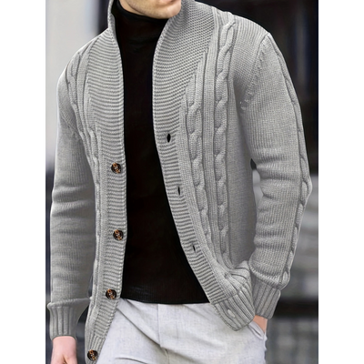 Herren Cardigan | Rippstrick Knopfleiste | Pullover Herren