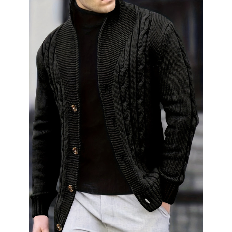 Herren Cardigan | Rippstrick Knopfleiste | Pullover Herren