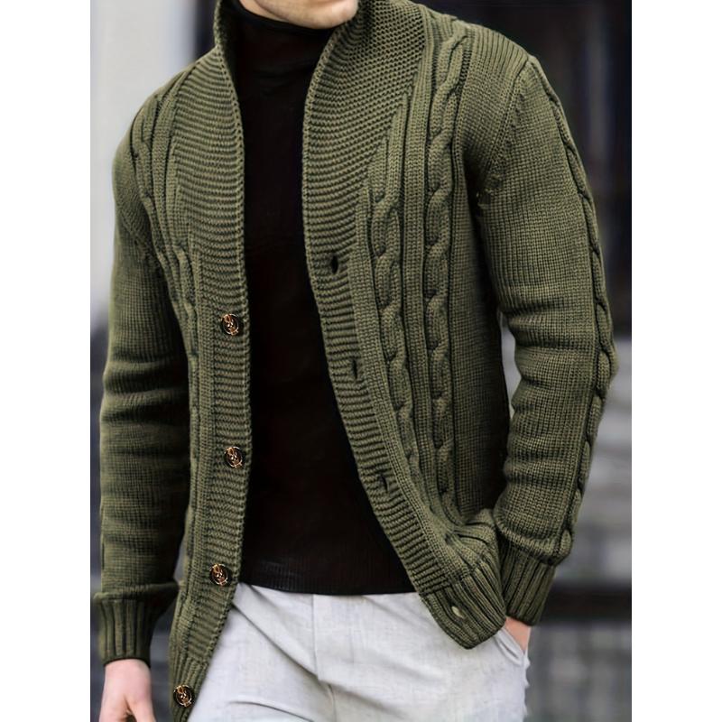 Herren Cardigan | Rippstrick Knopfleiste | Pullover Herren