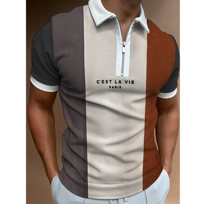 Herren Polo | Retro Reißverschluss Design | Einzigartiges Muster & Modern Casual | Sommerstil