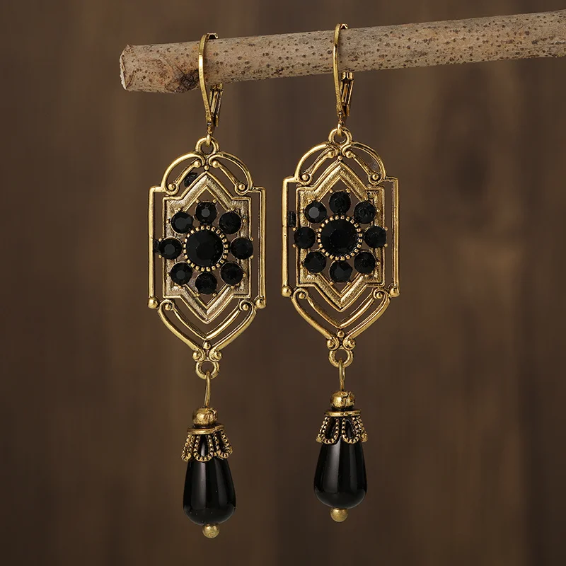 Charm™ | Vintage Schwarze Kristallohrringe