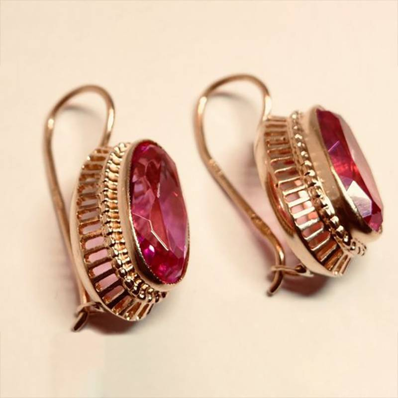 Zara™ | Vintage Rote Kristall Roségold Ohrringe