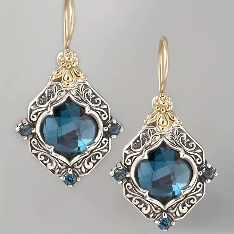 Amarisse™ | Vintage Gold- und Silberohrringe mit blauen Kristallen