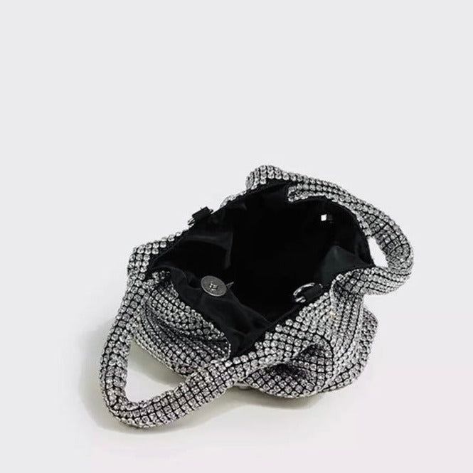 Glitzernde Strass Abendtasche Damen – Mini Clutch mit Schulterkette