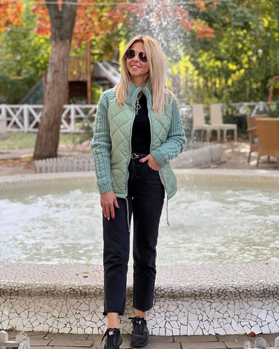 Katrin | Patchwork Jacke mit Stehkragen