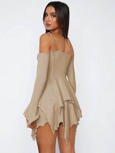 Schulterfreies Damen Sommerkleid Im Lagenlook | Mini