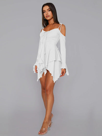 Schulterfreies Damen Sommerkleid Im Lagenlook | Mini