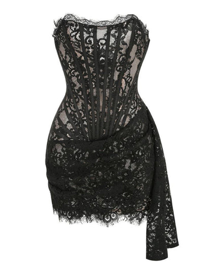 Trägerloses Korsett Spitzenkleid Für Damen | Mini
