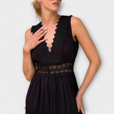 Ninfea  Ärmelloses Boho-Midikleid mit Spitzenakzenten