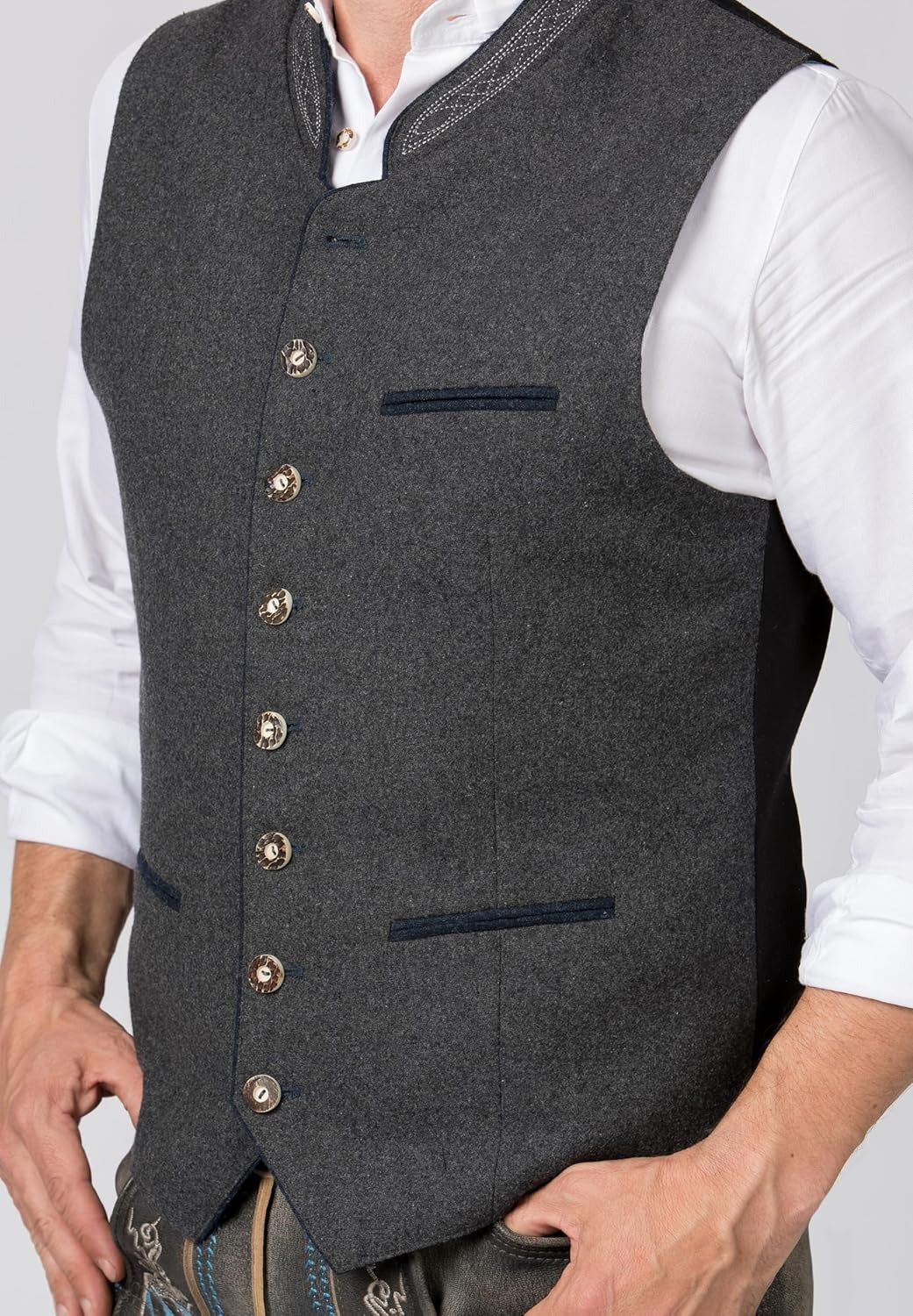 Herren Trachtenhemd | Elegantes Vest mit Stehkragen