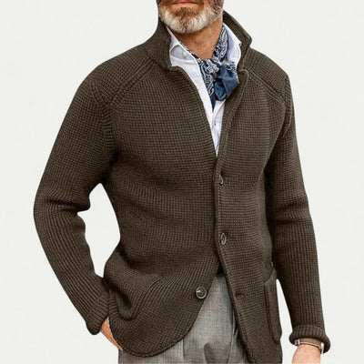Clifford | Herren Strickjacke mit Knopfleiste, Stehkragen & Textur-Design