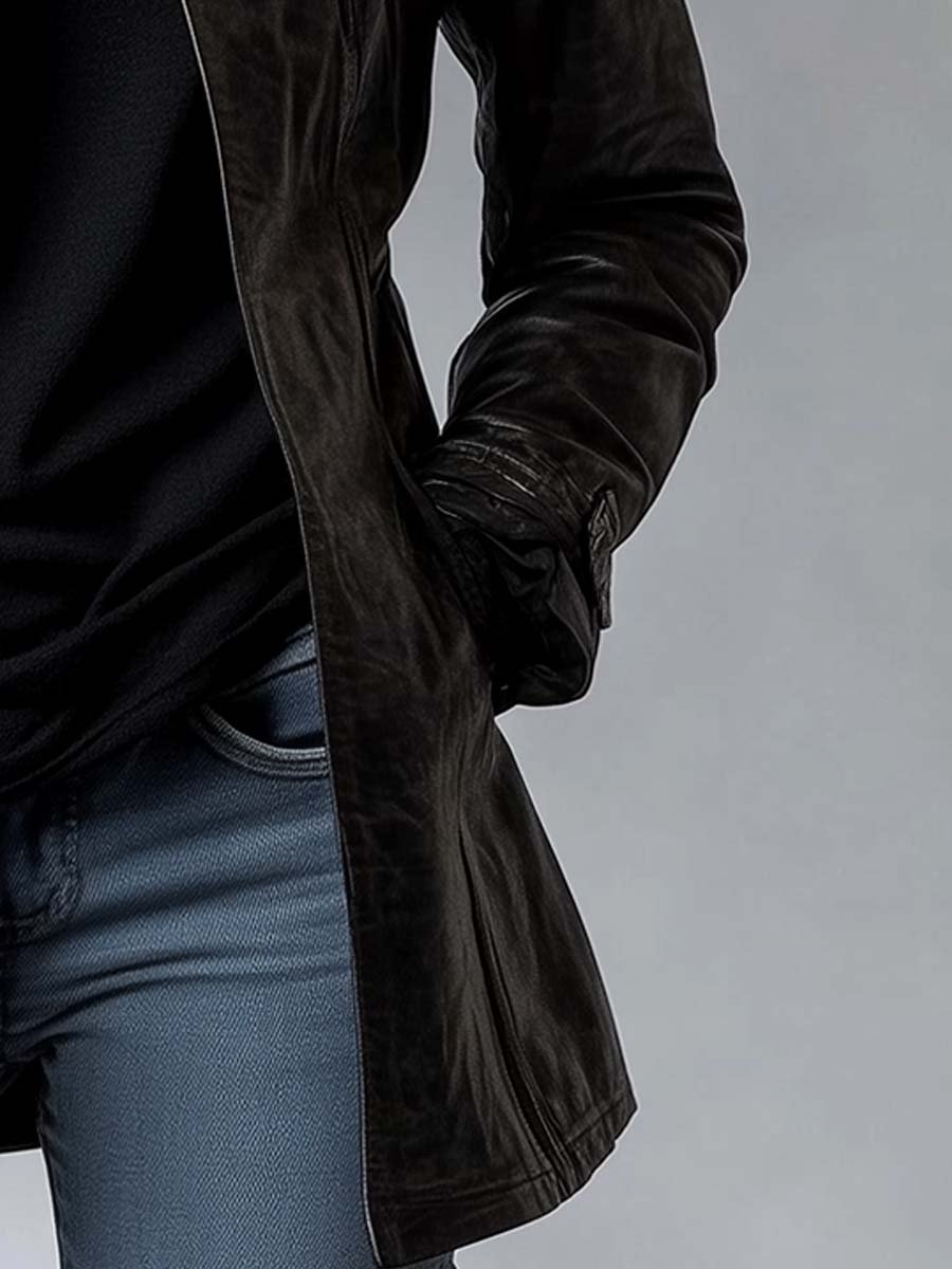 Damen Kunstlederjacke Mit Stehkragen Und Vintage-Design