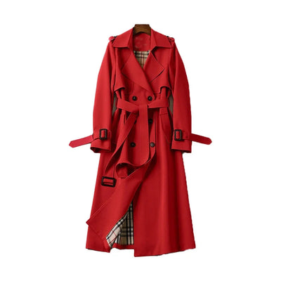 Klassischer Damen Trenchcoat mit Gürtel und Doppelkragen