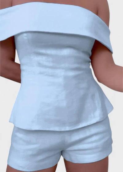 Shalita – Zweiteiliger Satz Aus Leinen Mit Schulterfreiem Oberteil