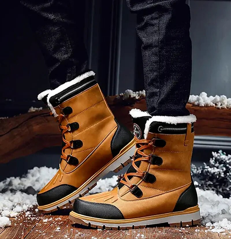 Nolven | Herren Stilvolle Winterschuhe Mittelhohe Schnürstiefel mit Warmem Innenfutter