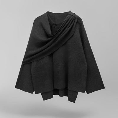 Natalie | Damen Poncho Asymmetrisch aus Wolle, Elegant & Ideal für den Winter